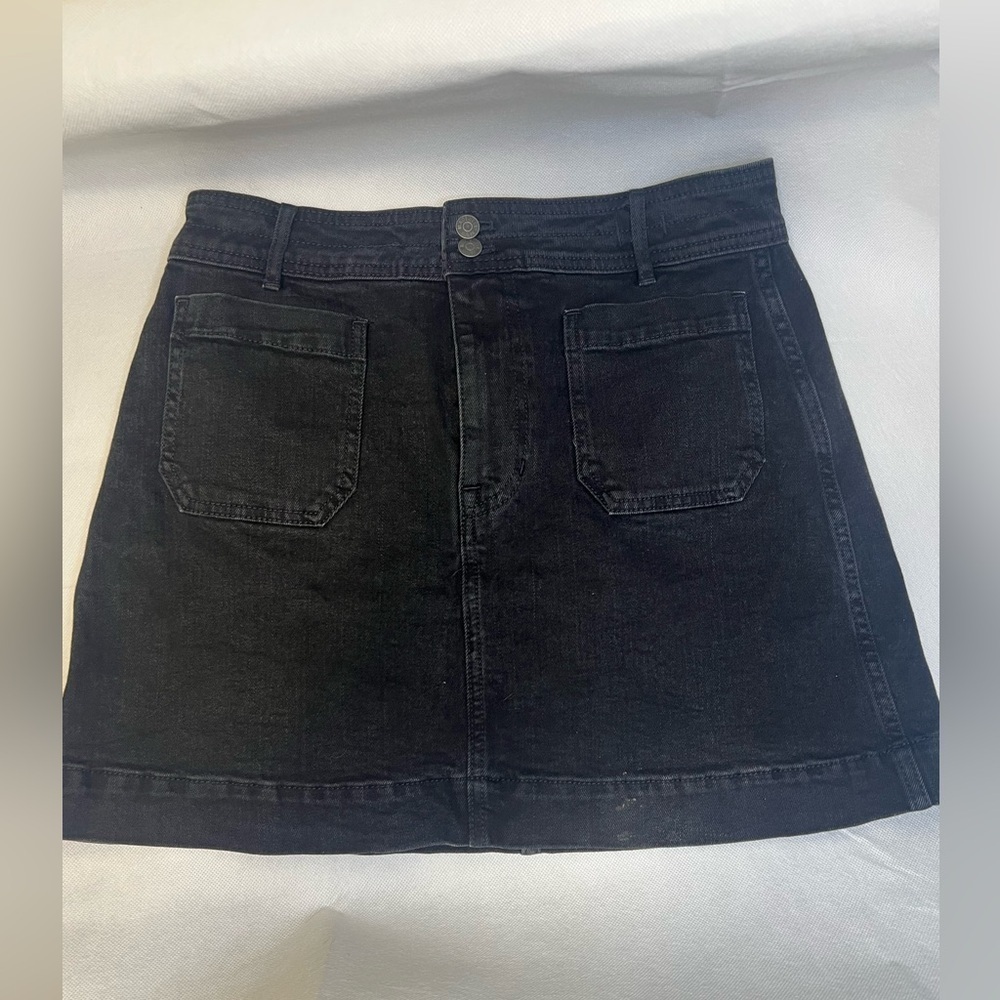 Madewell Black Denim A-Line Mini Skirt